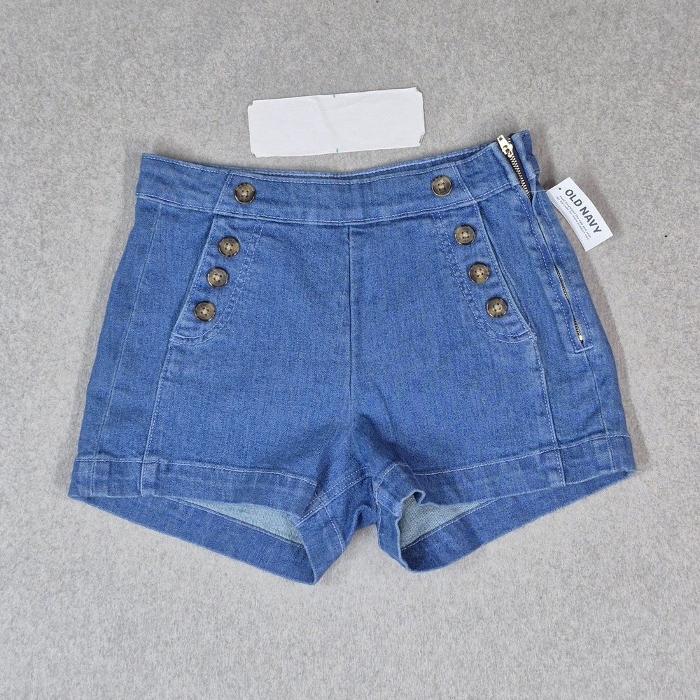 Old Navy Women Shorts 2 Blue Denim OG Straight High Rise Smooth Pockets NWT